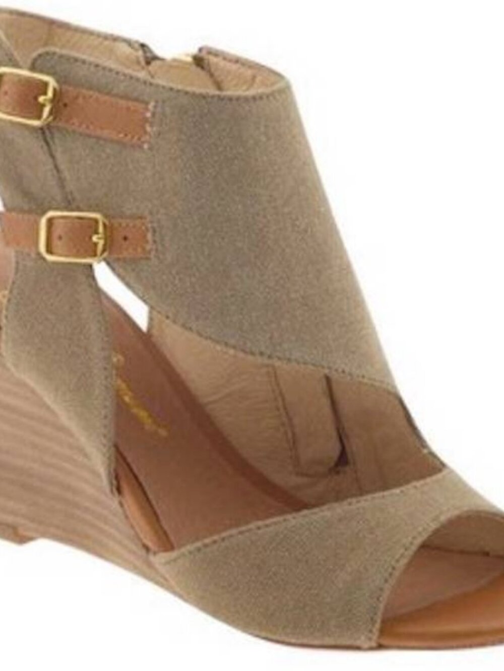 Matt Bernson The Sidecar Olive Canvas Wedge Sandal Size 7